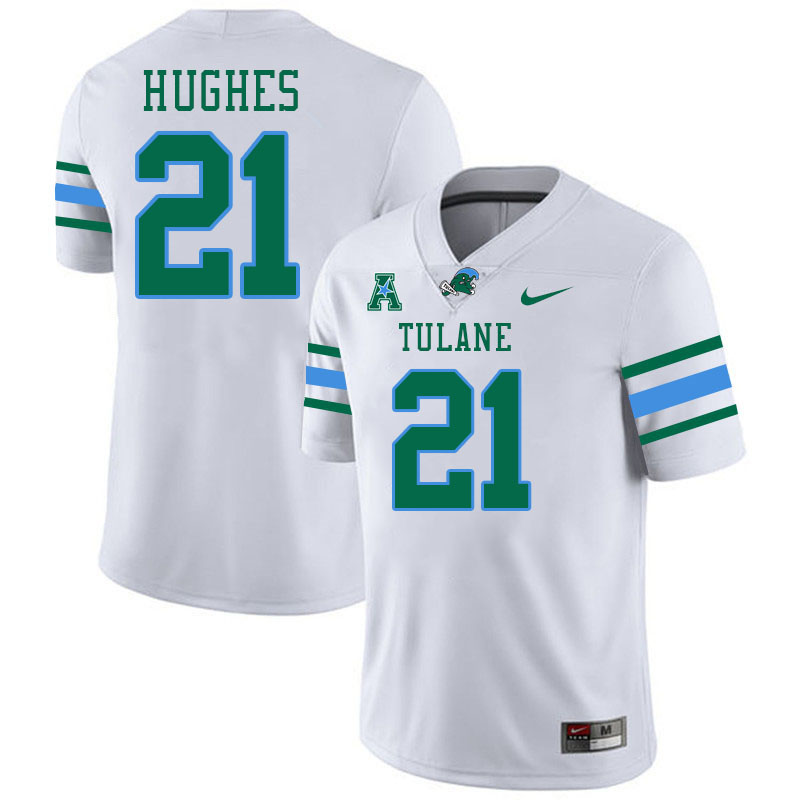 #21 Makhi Hughes Tulane Green Wave Jersey College Football Uniforms,Apparels Stitched-White